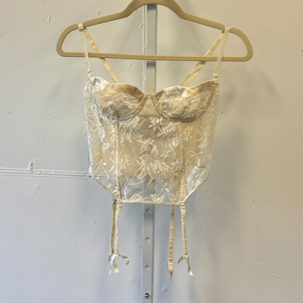 Vintage Victoria's Secret Gold Label Lace Satin Bustier Corset Top 36B Garter